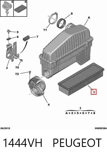 1444VH Peugeot/Citroen Повітряний фільтр двигуна