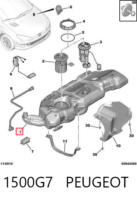 Бак паливний на Peugeot 206  2A/C