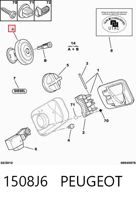 1508J6 Peugeot/Citroen Кришка / пробка бензобака