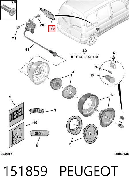 Дверцята бензобака на Citroen Berlingo  M