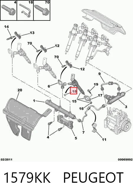 1579KK Peugeot/Citroen Скоба фіксації трубок зворотного потоку форсунок
