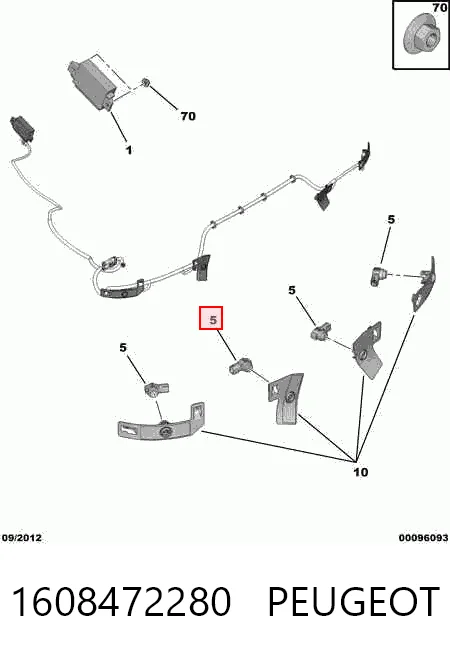 1608472280 Peugeot/Citroen Датчик сигналізації паркування (парктронік), передній
