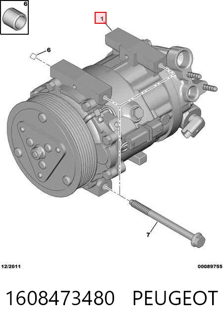 1608473480 Peugeot/Citroen Компресор холодоагенту