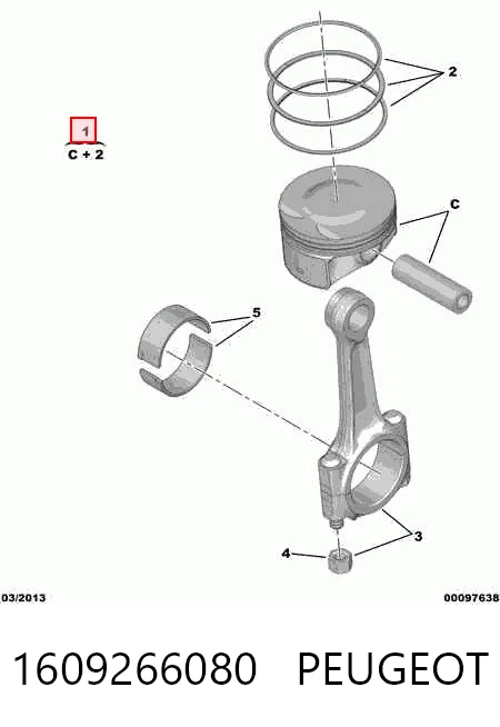 1609266080 Peugeot/Citroen Поршня на 1 циліндр, STD