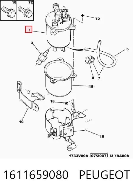 1611659080 Peugeot/Citroen Фільтр палива