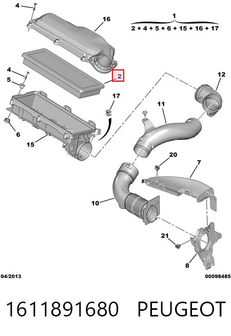 1611891680 Peugeot/Citroen Повітряний фільтр двигуна