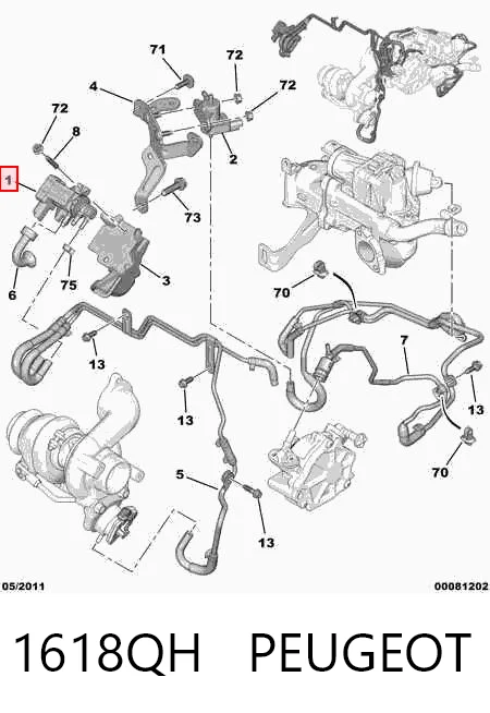 1618QH Peugeot/Citroen Клапан перетворювач тиску наддуву (соленоїд)