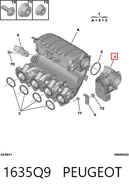 1635Q9 Peugeot/Citroen Дросільна заслінка в зборі