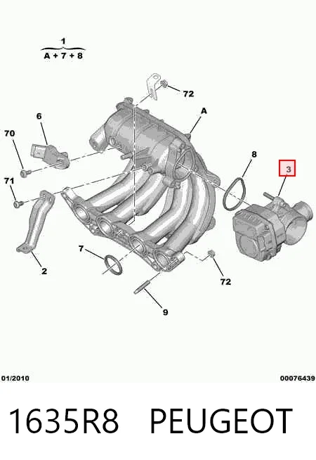 1635R8 Peugeot/Citroen Дросільна заслінка в зборі