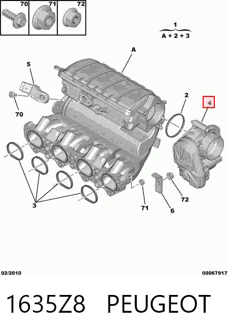 1635Z8 Peugeot/Citroen Дросільна заслінка в зборі