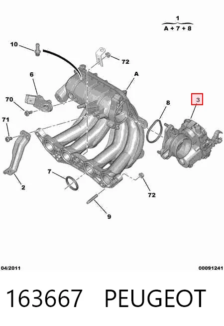 163667 Peugeot/Citroen Дросільна заслінка в зборі