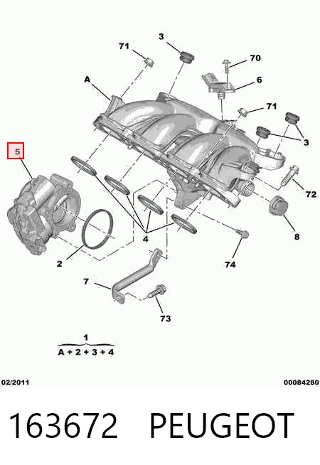 163672 Peugeot/Citroen Дросільна заслінка в зборі