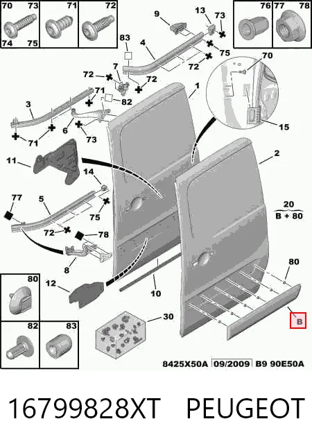 16799828XT General Motors Молдинг бічний (зсувний) двері