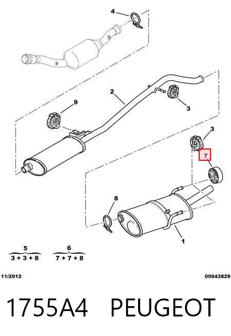 Кронштейн кріплення глушника на Peugeot 406  8B