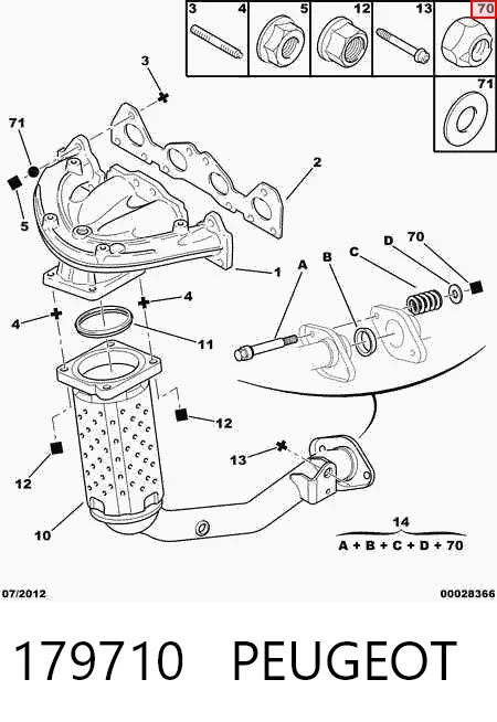 Прокладка прийомної труби глушника Peugeot 206 хетчбек (2A/C) (1998 - 2008) ціна, від 12.01 USD