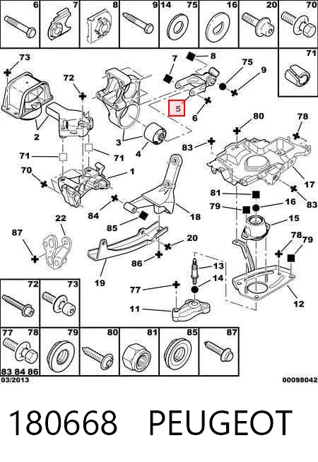 180668 Peugeot/Citroen Кронштейн подушки (опори) двигуна, задньої