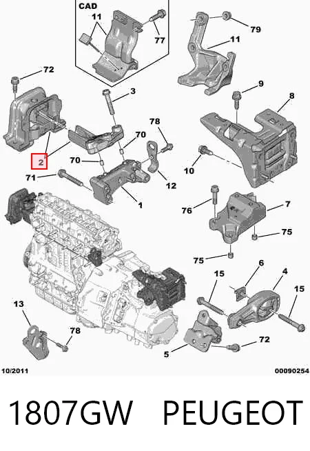 1807GW Peugeot/Citroen Права подушка мотора