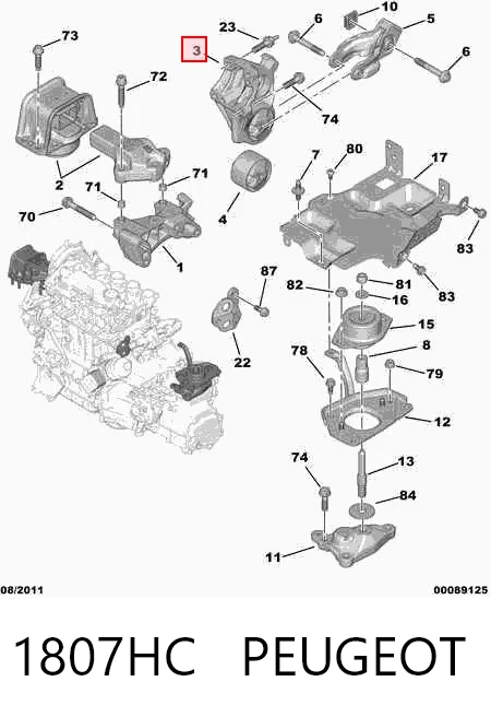 1807HC Peugeot/Citroen Задня подушка двигуна