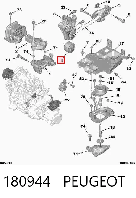 180944 Peugeot/Citroen Задній сайлентблок двигуна