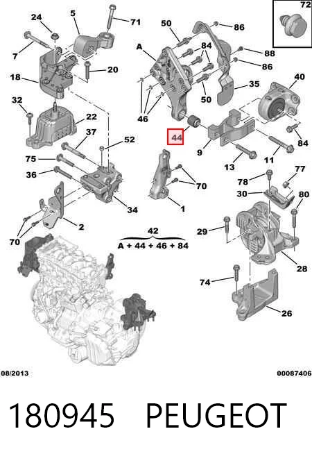 180945 Peugeot/Citroen Задня втулка двигуна