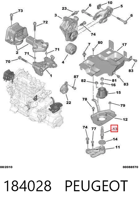 184028 Peugeot/Citroen Болт кронштейна подушки двигуна