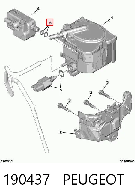190437 Peugeot/Citroen Ущільнююче кільце між корпусом паливного фільтра та теплообмінником