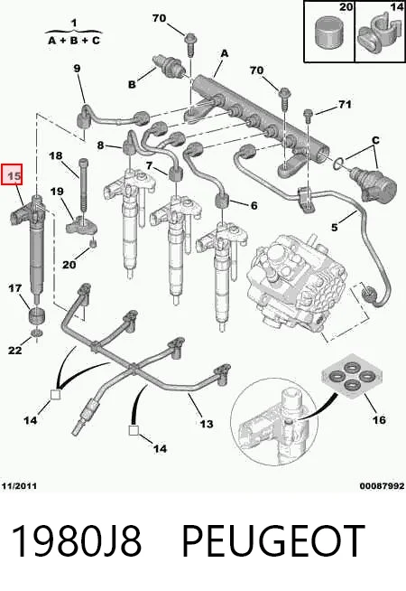 Купити 9659228880 Bosch Форсунка дизельна в зборі, розпилювач + тримач
