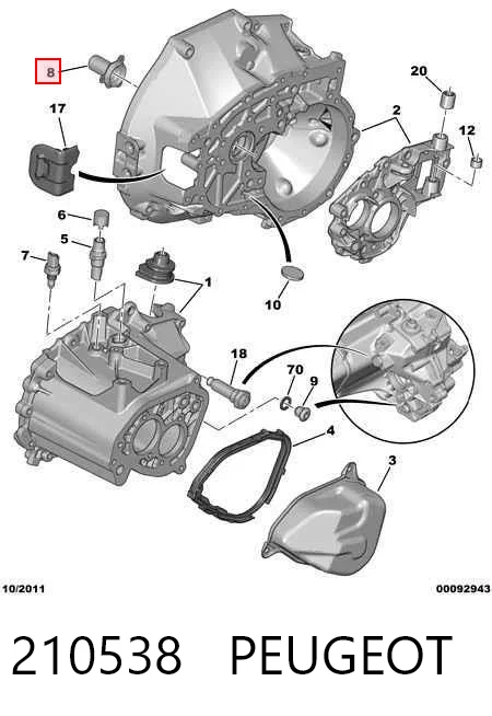 210538 Peugeot/Citroen Направляюча первинного валу КПП