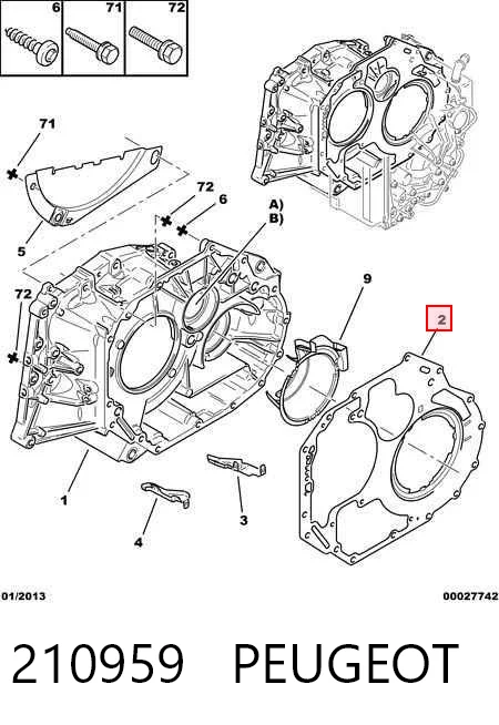 210959 Peugeot/Citroen Прокладка передньої кришки АКПП/МКПП