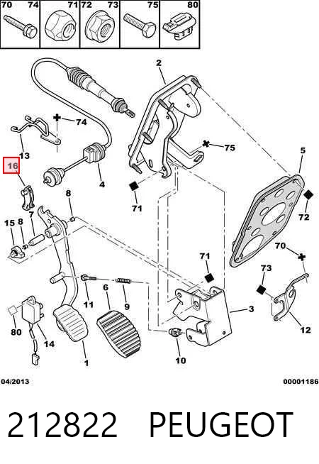 212822 Peugeot/Citroen Кліпса педалі троса зчеплення