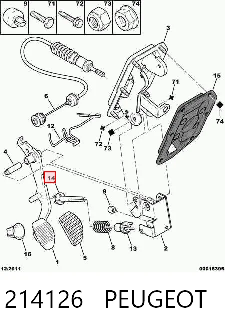 214126 Peugeot/Citroen Втулка пружини педалі зчеплення