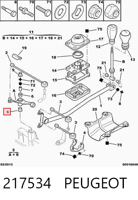 217534 Peugeot/Citroen Втулка куліси КПП