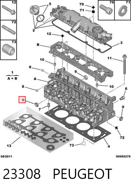 23308 Peugeot/Citroen Заглушка головки блока