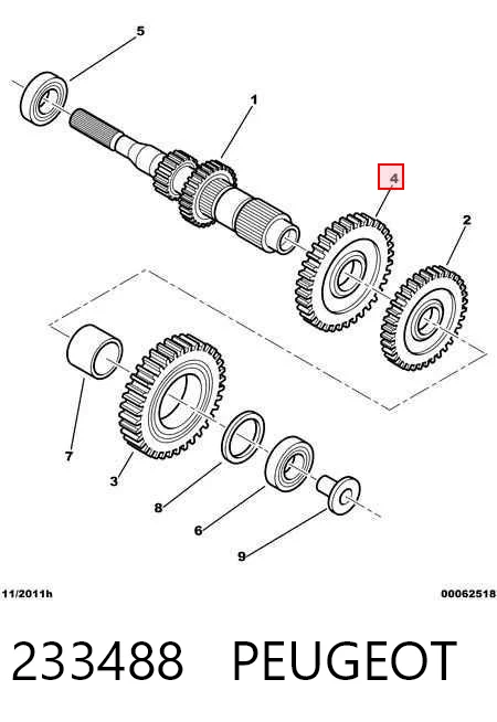 233488 Peugeot/Citroen Шестерня 5-й передачі, ведена