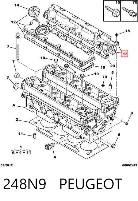 248N9 Peugeot/Citroen Кришка клапанна, права