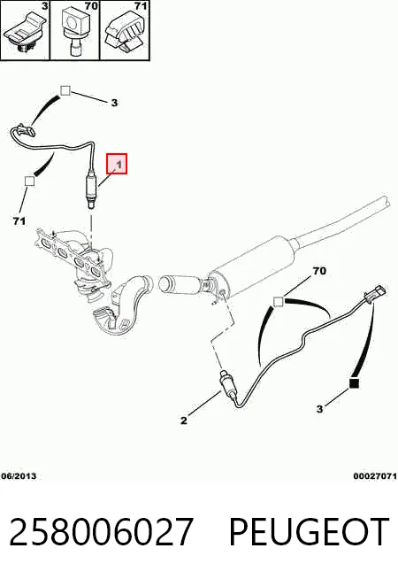 258006027 Peugeot/Citroen Лямбдазонд, датчик кисню до каталізатора, лівий