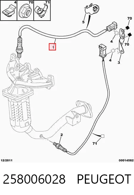 258006028 Peugeot/Citroen Лямбда-зонд, датчик кисню до каталізатора, правий
