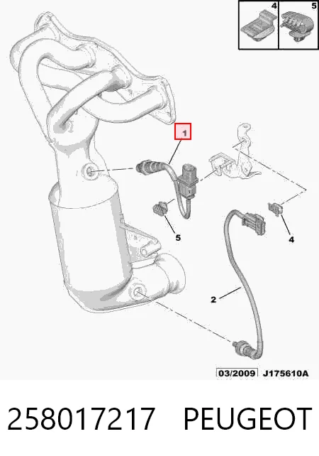 258017217 Peugeot/Citroen Лямбдазонд, датчик кисню до каталізатора