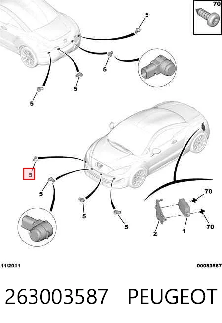 263003587 Peugeot/Citroen Датчик сигналізації парковки (парктронік), задній