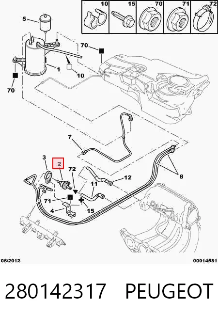 280142317 Peugeot/Citroen Клапан вентиляції газів паливного бака