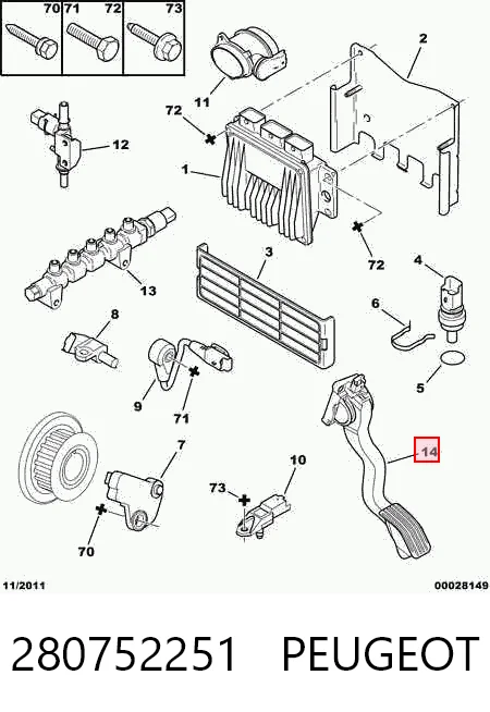Підаль газу Citroen C4 I хетчбек (LC) (2004 - 2010) ціна, від 31.68 USD