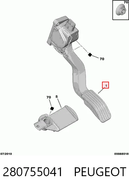  Педаль газу Peugeot 307 