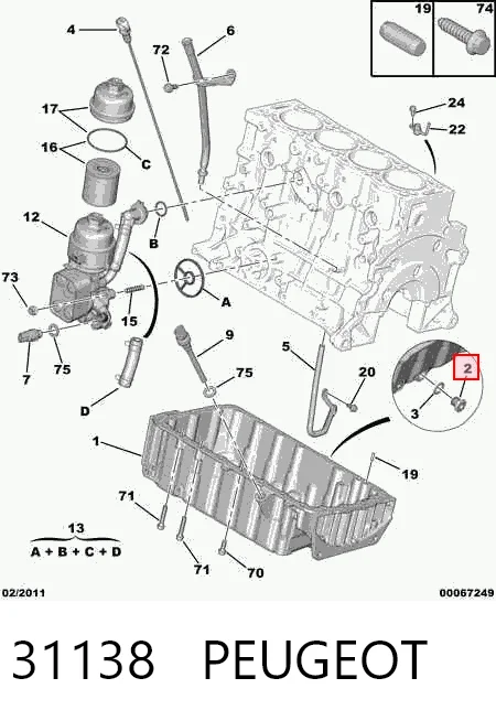 31138 Peugeot/Citroen Пробка піддона двигуна