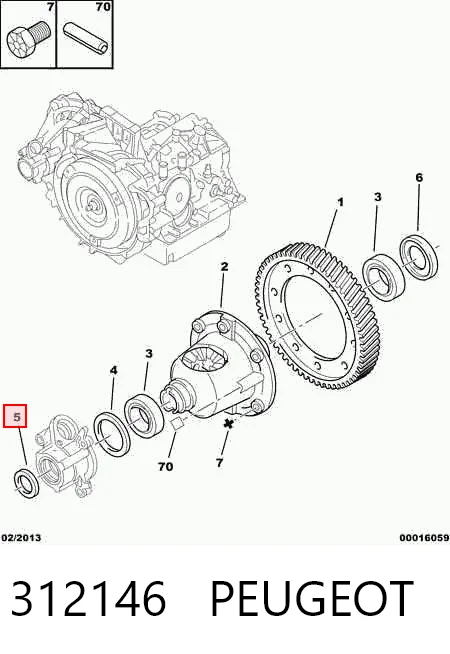 312146 Peugeot/Citroen Сальник півосі переднього моста, правої