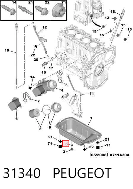 31340 Peugeot/Citroen Прокладка пробки піддону двигуна