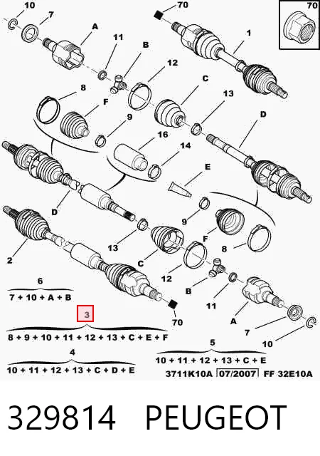 Пильник ШРУСа зовнішній, передній піввісі на Fiat 500  312