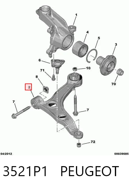 3521P1 Peugeot/Citroen Важіль передньої підвіски нижній, правий
