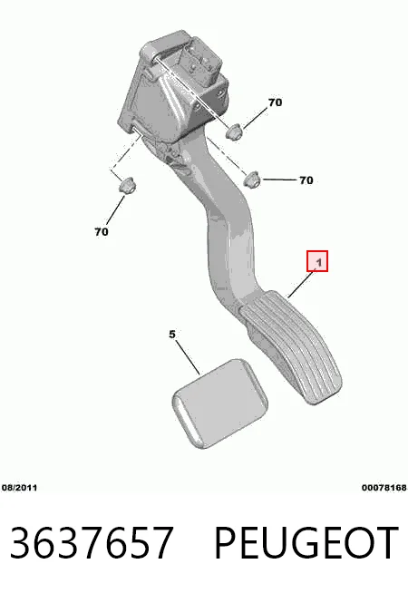 Педаль газу (акселератора) на Peugeot 207 SW WK