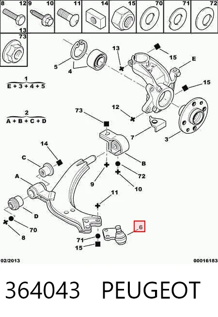 364043 Peugeot/Citroen Кульові на авто