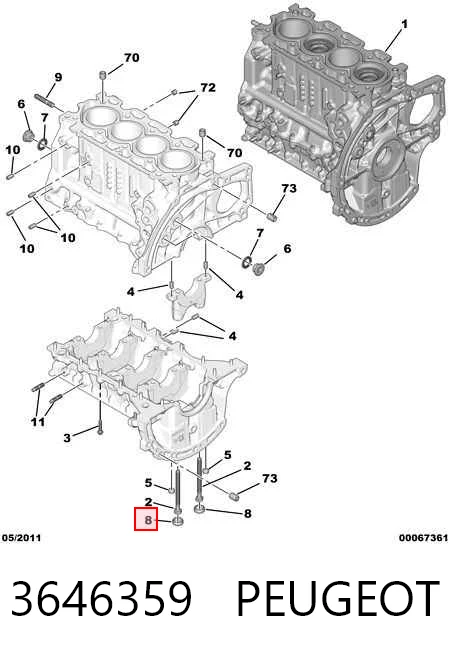  Заглушка блоку циліндрів Peugeot 3008 1